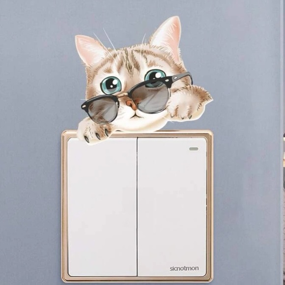 2Pcs Cat Wall Light Switch Decal Stickers - Picture 2 of 4